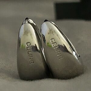 Silver Celine bold hoop earrings